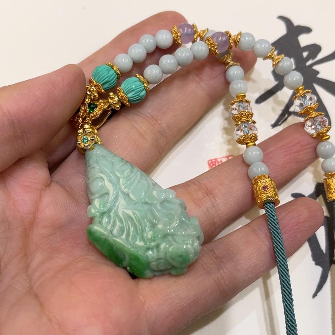 翡翠未镶嵌吊坠(赠链)代编织