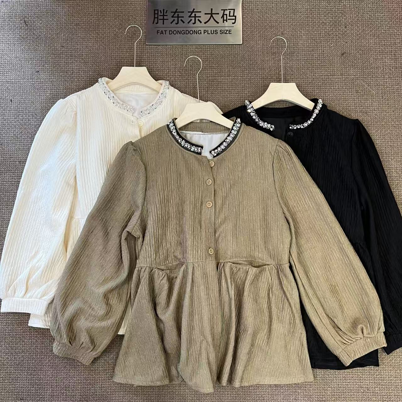 「怦然心动」东东家*2601大码早秋新款重工洋气宽松显瘦百搭上衣