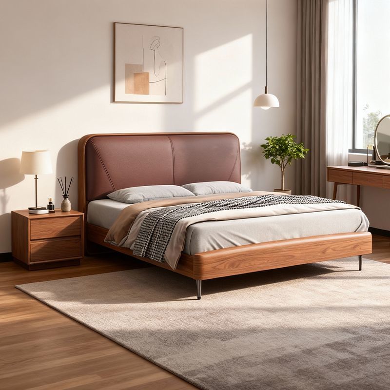 意式极简北美FAS级红橡木全实木真皮软包悬浮床1.8米主卧双人床