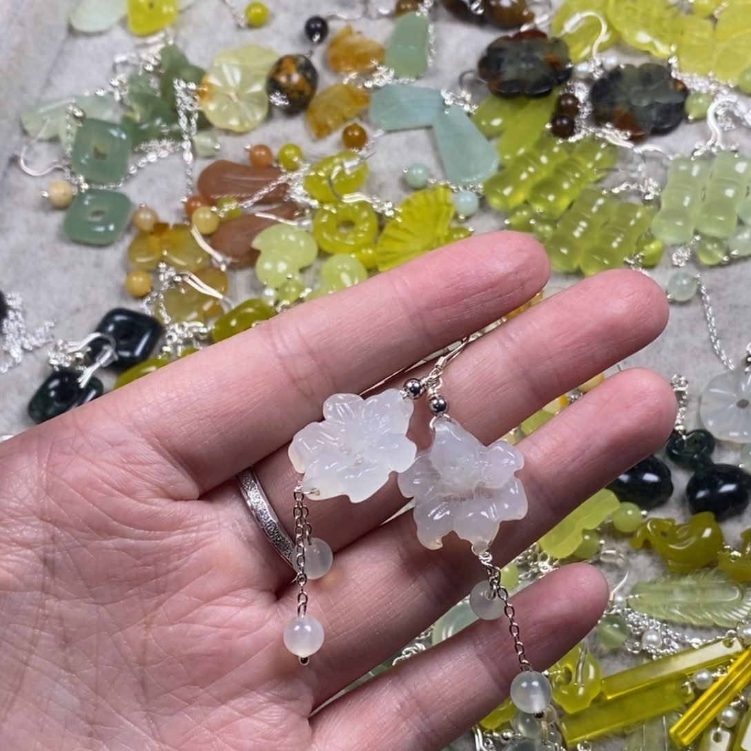 蛇纹石玉未镶嵌挂件耳饰耳环项链