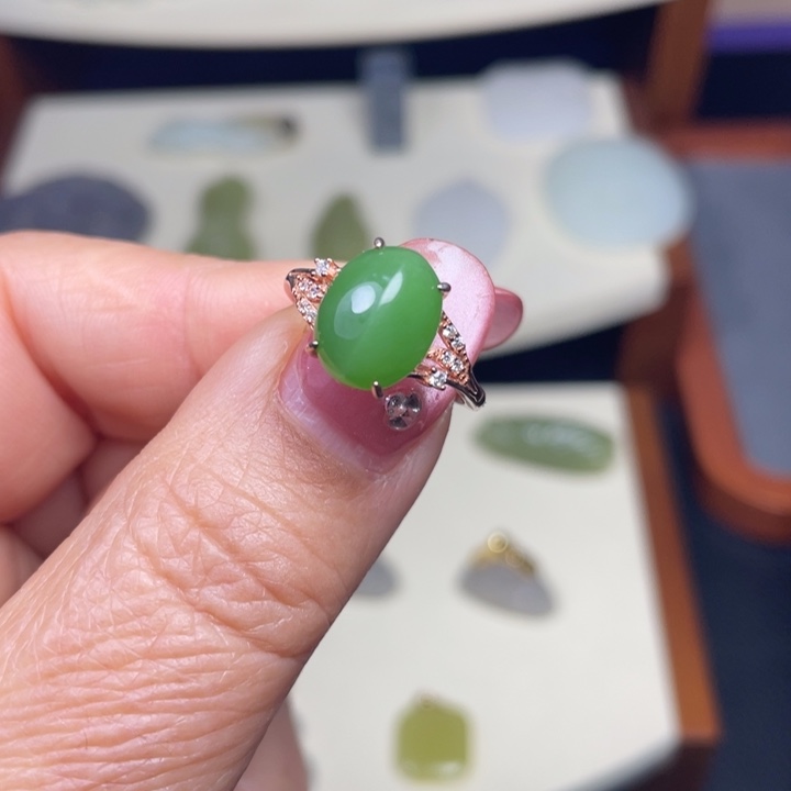 和田玉（碧玉）银S925镀金镶嵌手串