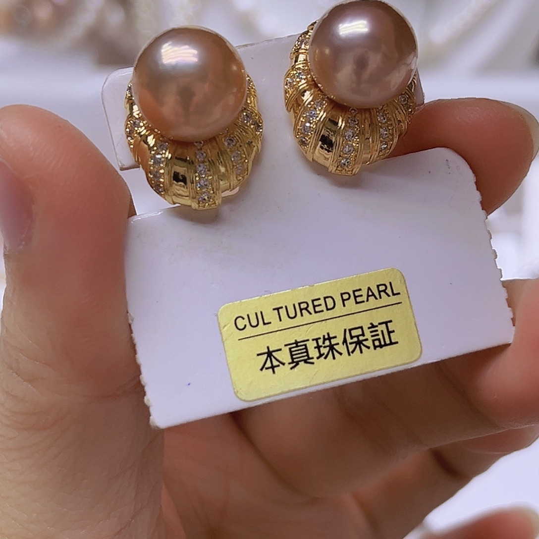 淡水珍珠银S925镶嵌吊坠或者耳钉