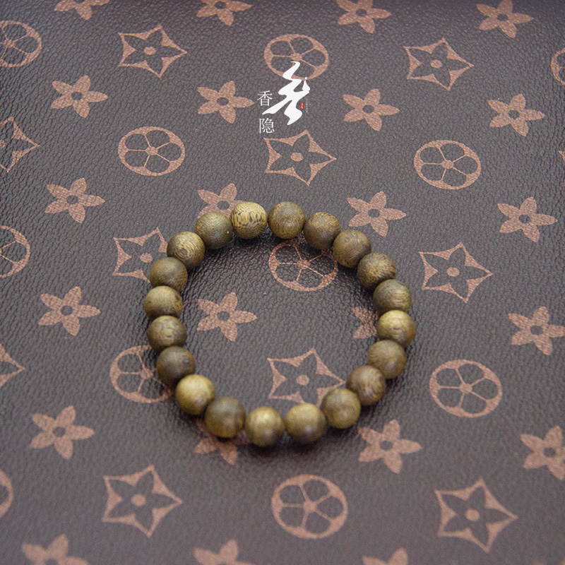沉香10mm沉香乌身圆叶金丝黄油手串【专属】