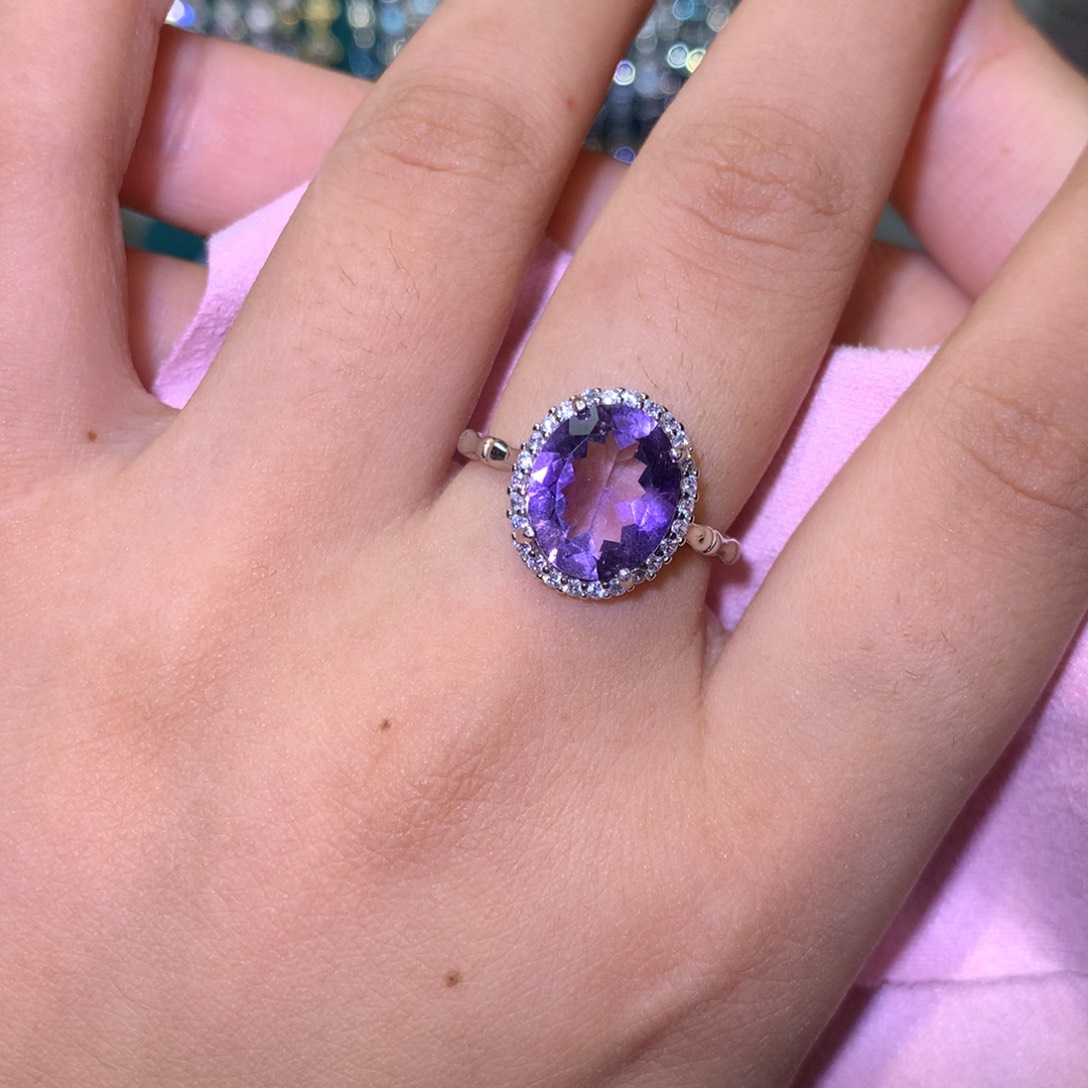 紫晶戒指银S925镶嵌