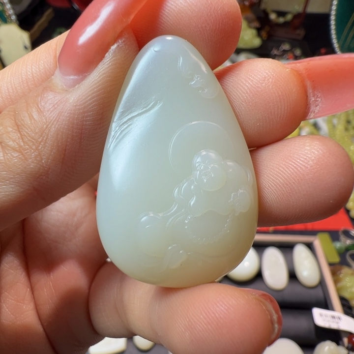 和田玉（白玉）颈饰未镶嵌16克，米达吊坠