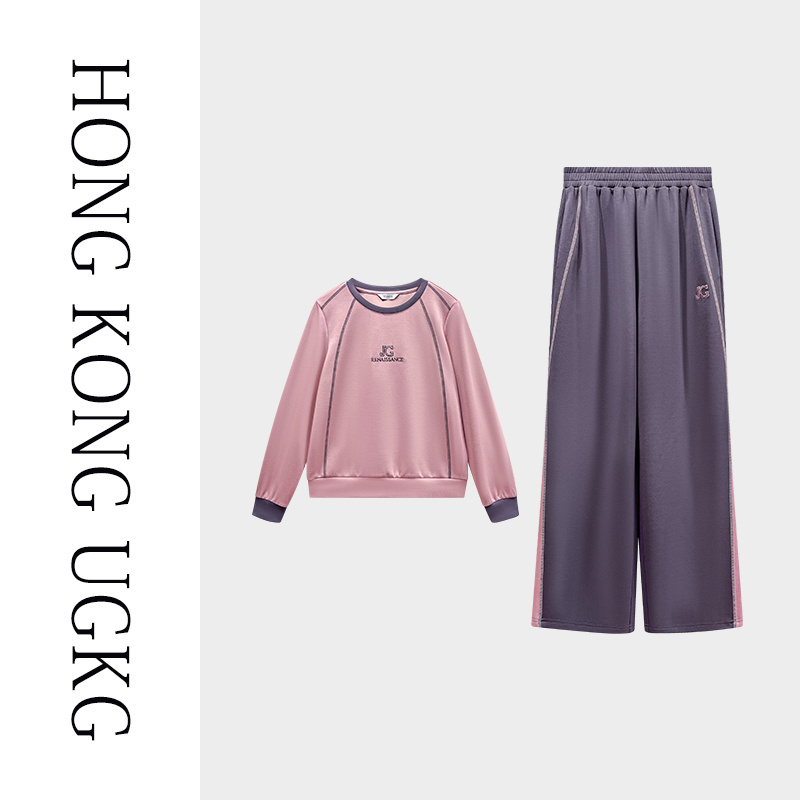 香港UGKG 春秋运动服套装女2025新款宽松洋气妈妈卫衣休闲两件套