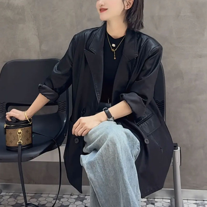 欧版皮衣外套女2025秋季新款时尚高级感复古气质宽松百搭显瘦上衣