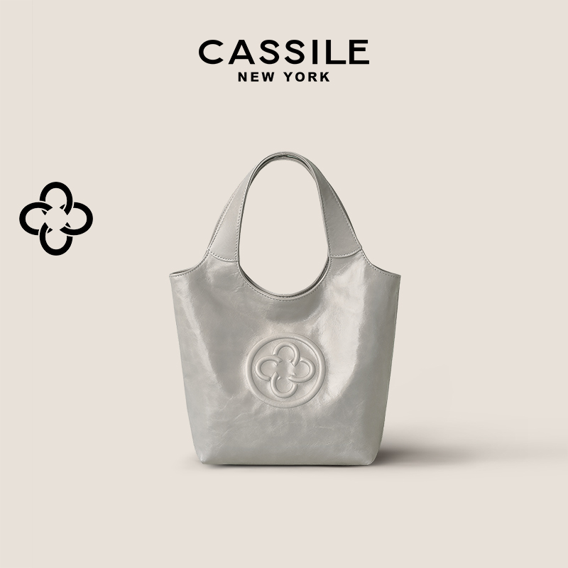 CASSILE/卡思乐云雾灰MINI马甲托特包新款头层牛皮手提包高级灰