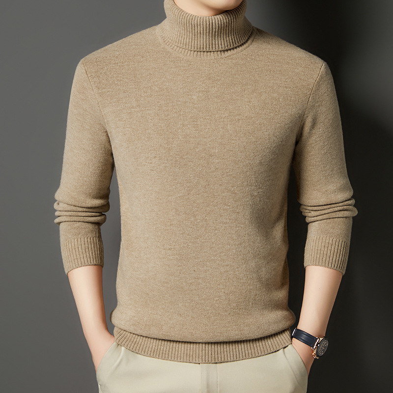 【450克加厚】【高领】男士含羊毛针织衫可机洗通勤保暖长袖纯色冬季