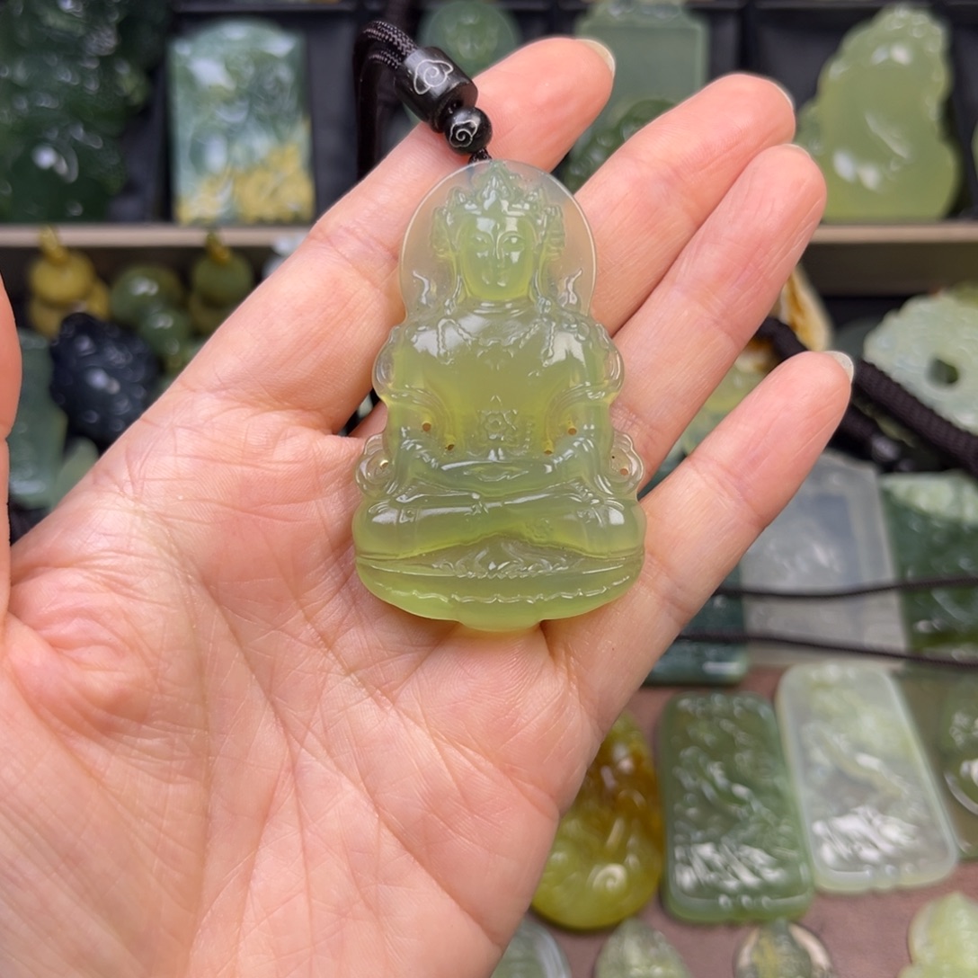 蛇纹石玉未镶嵌吊坠(赠链)