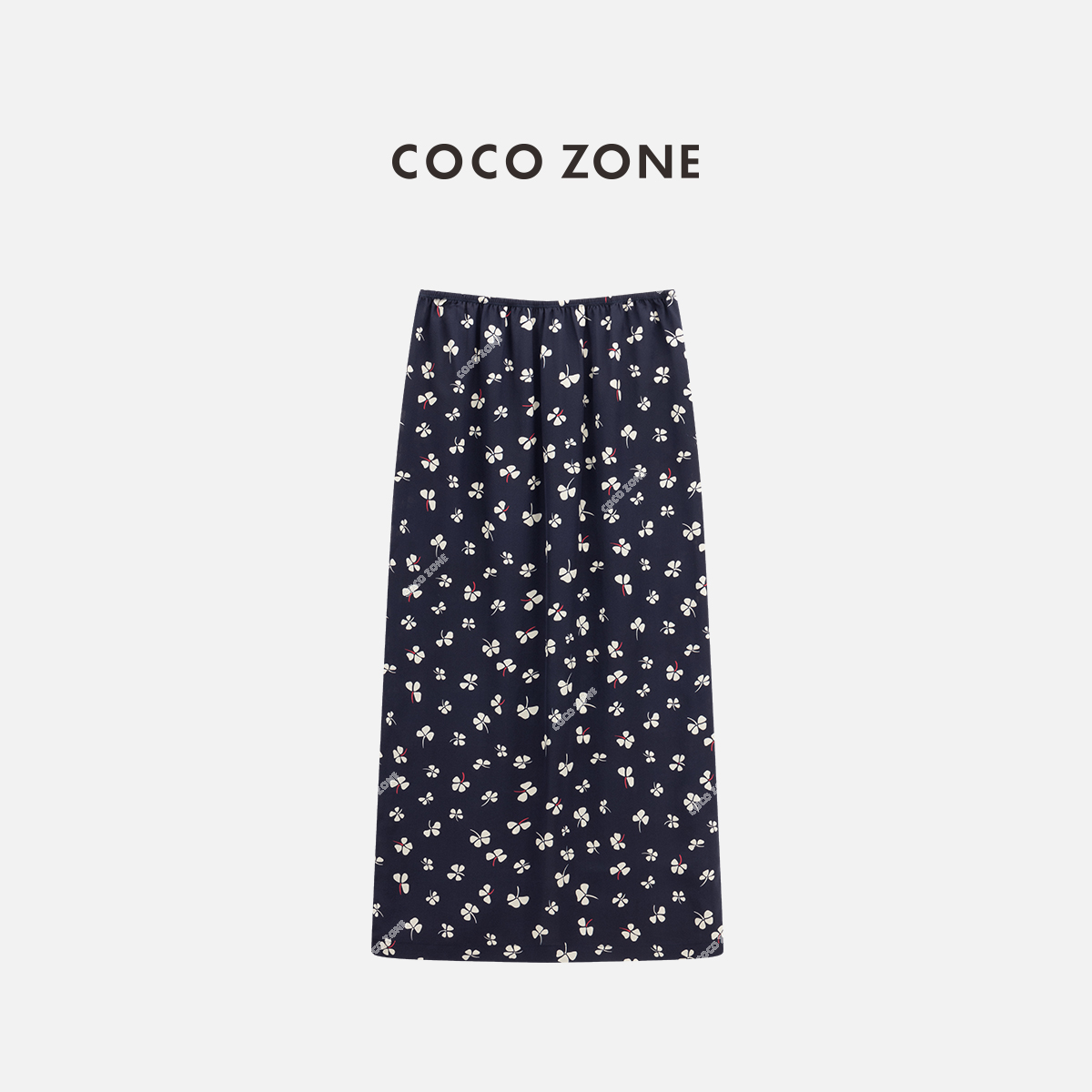 COCO ZONE 刘一一 “西西里”100桑蚕丝碎花松紧腰半身裙CC1C1746