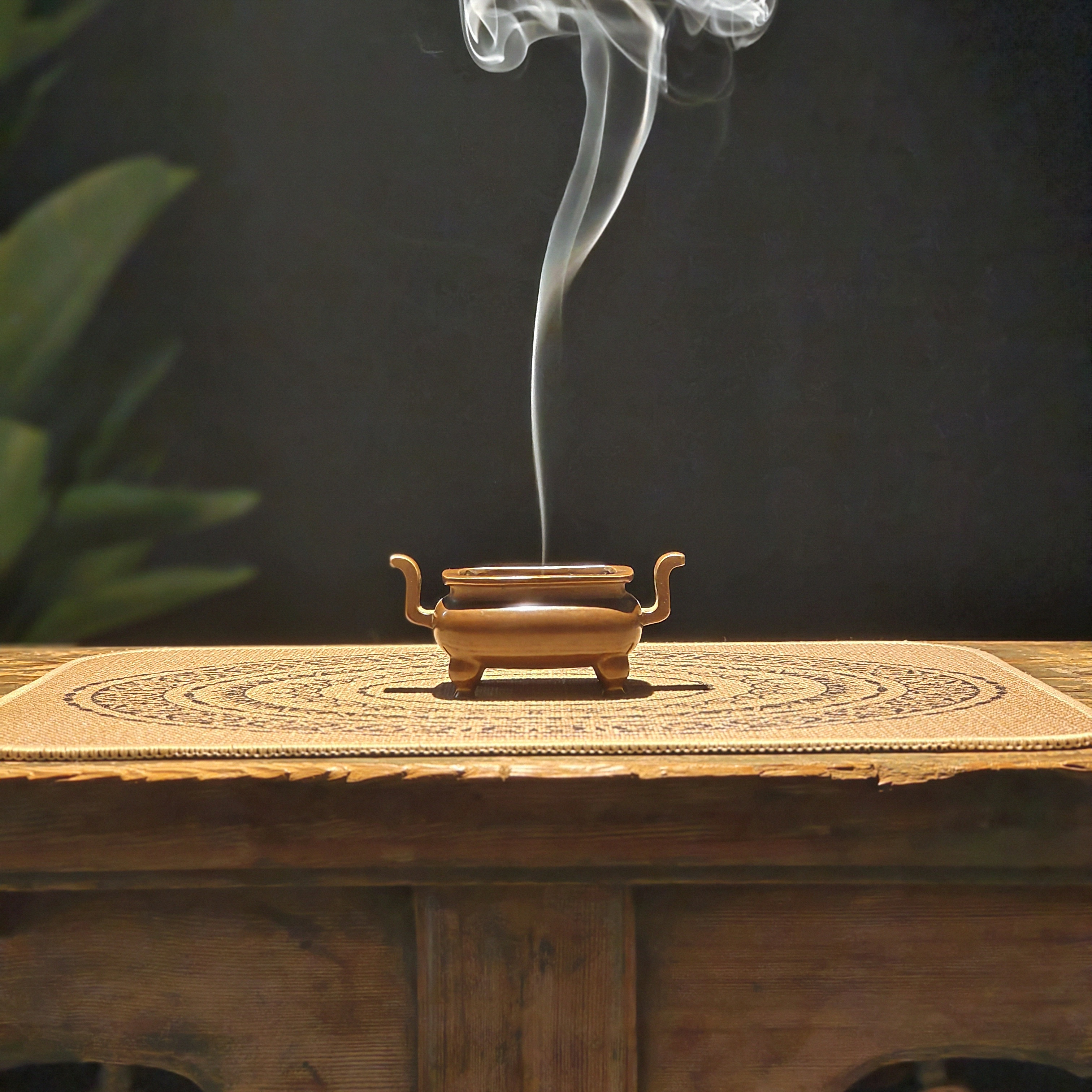 黄铜朝冠耳方炉宣德炉摆件文房雅器陈设盘玩香炉香具香道古法复原