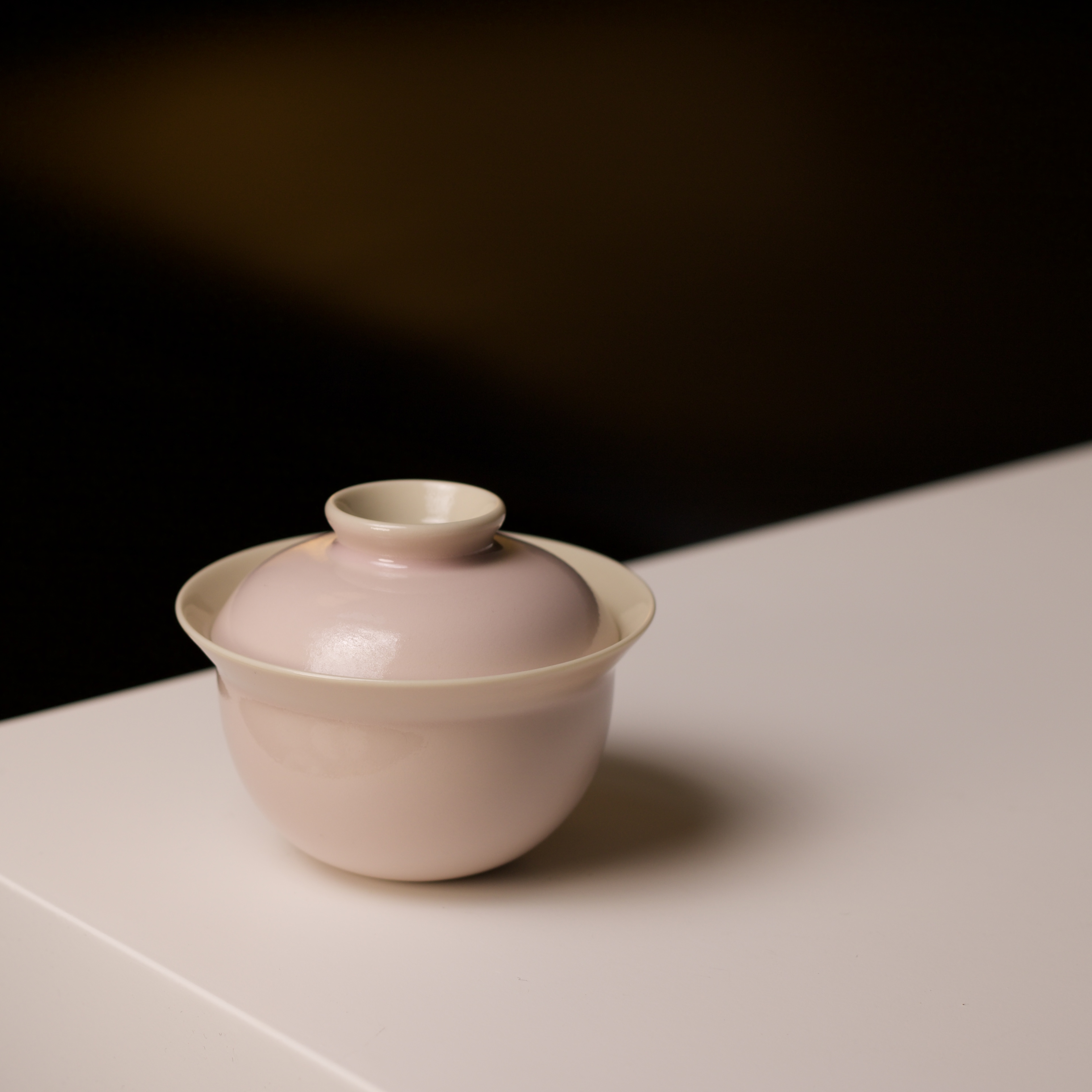 舒月 景德镇原矿单色釉淡粉色若深盖碗 茶道茶具 80cc