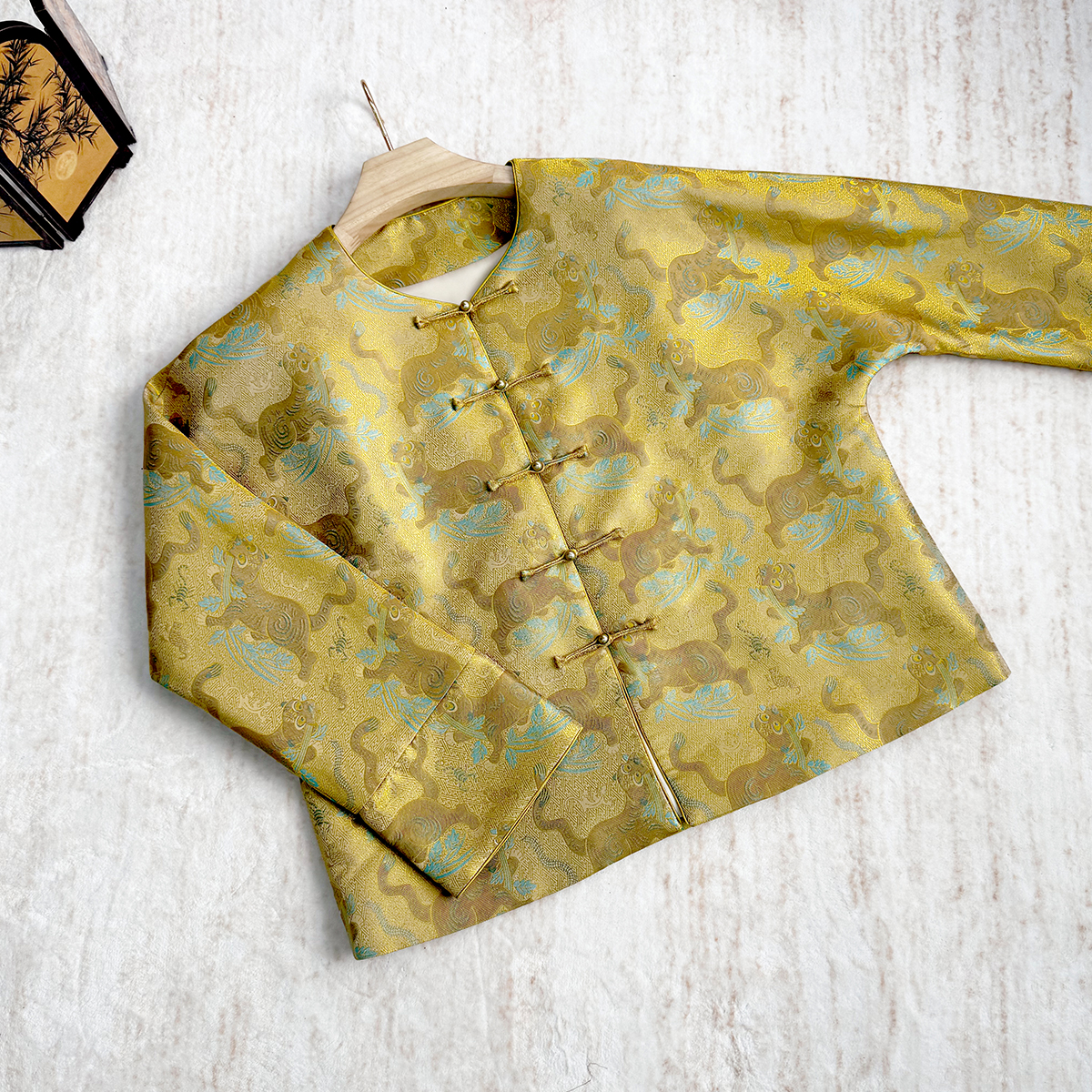 【卷卷新中式】“虎镇五毒”真丝老宋锦高配一字扣对襟外套上衣