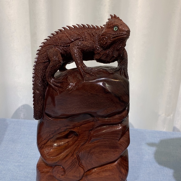 汤***米花梨蜥蜴精品摆件工艺品