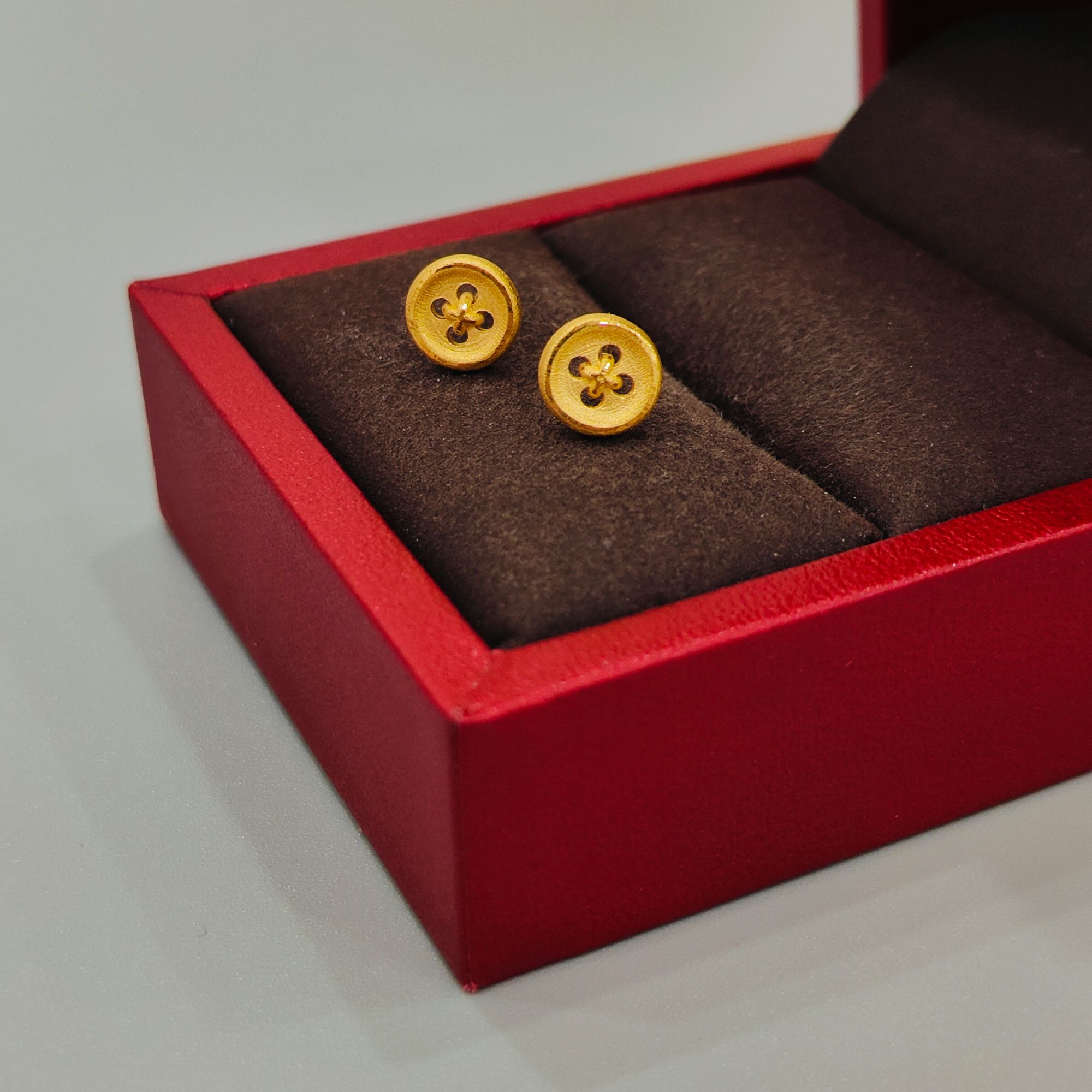 珺铺黄金 足金999【二店】5G纽扣直针耳钉时尚简约款