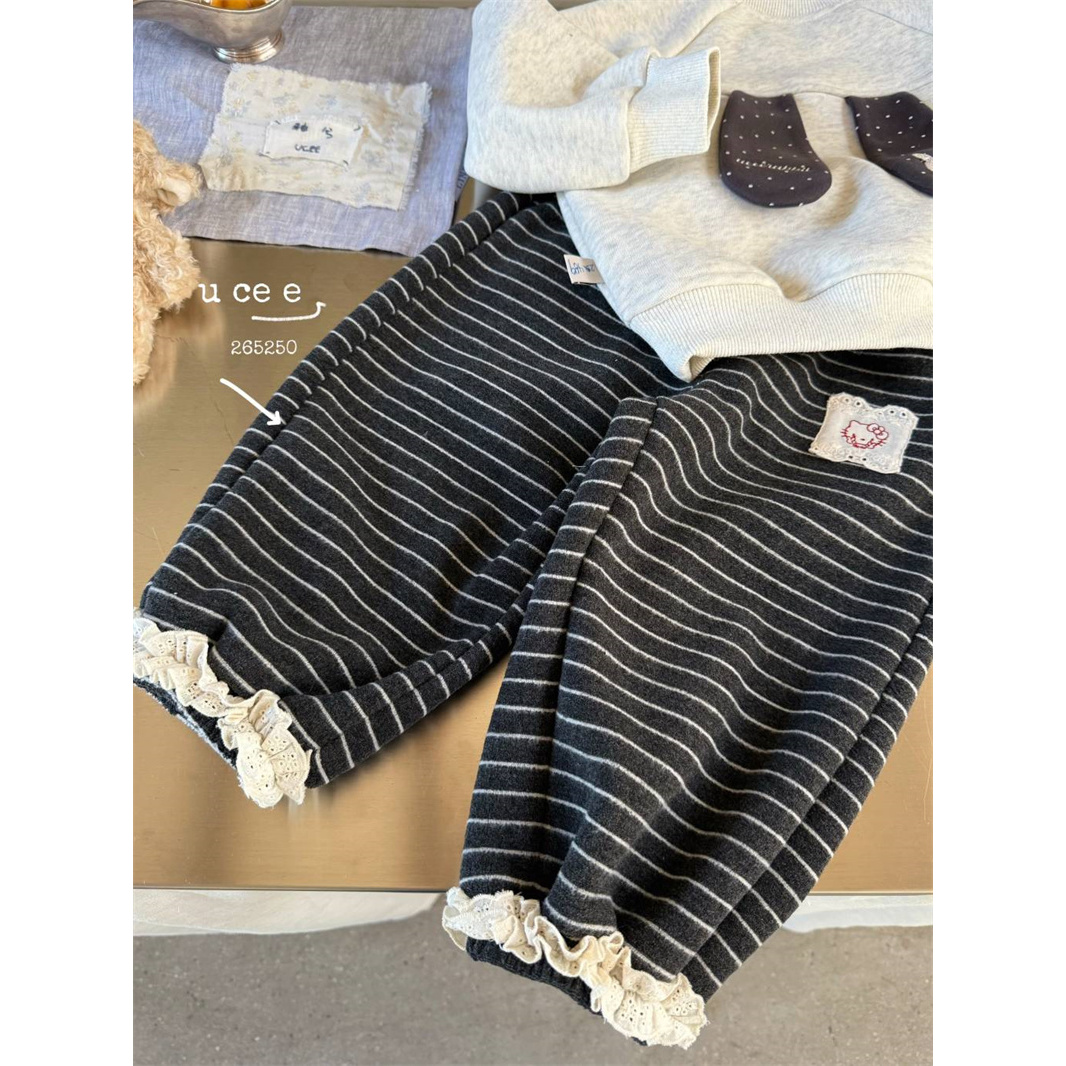 釉兮·25冬～花边条纹休闲卫裤265250（童装）