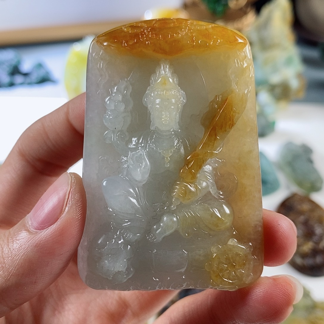 定制翡翠未镶嵌天然a货翡翠文殊