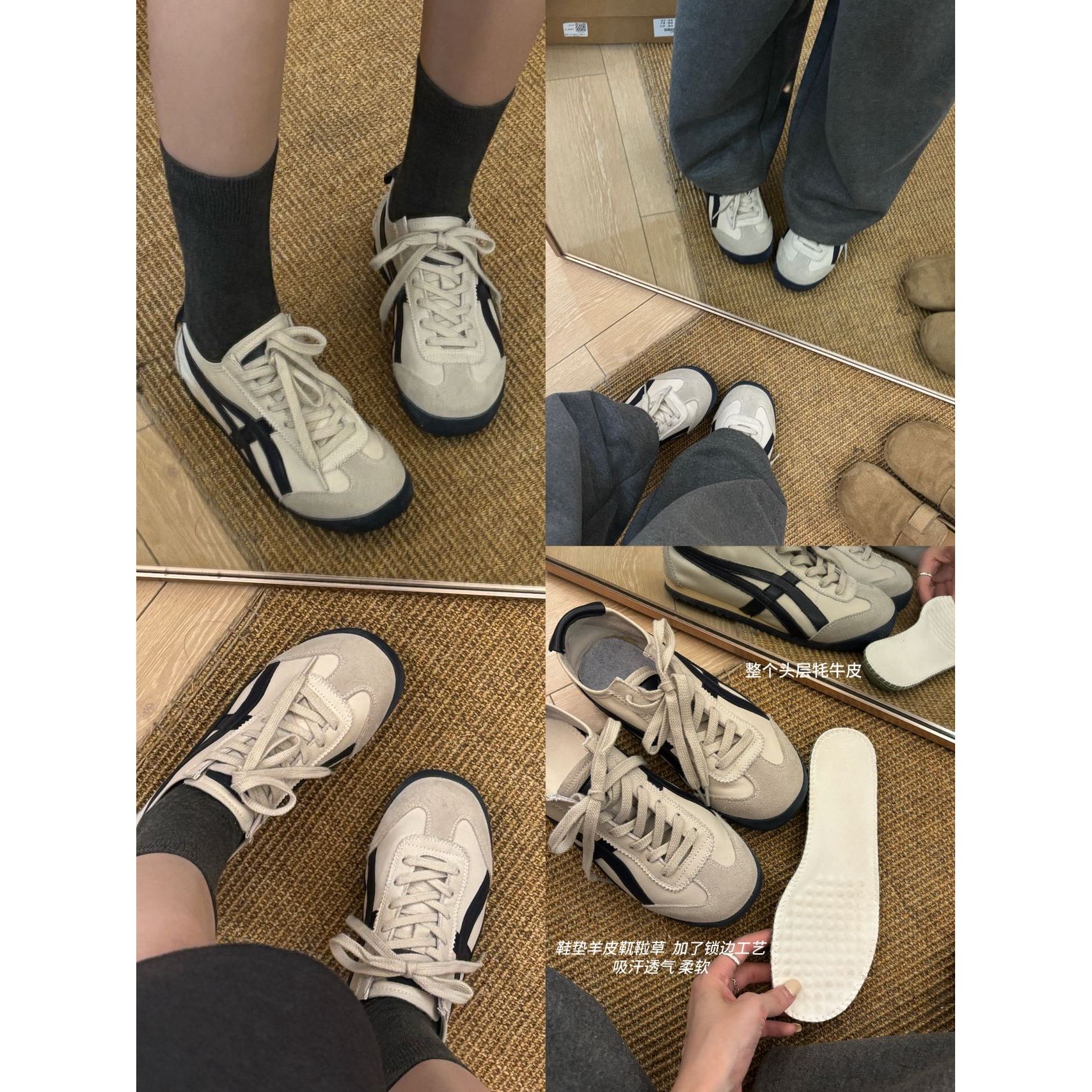 J-2626#[定制牦牛皮]阿甘鞋女真皮透气休闲百搭平底复古德训鞋