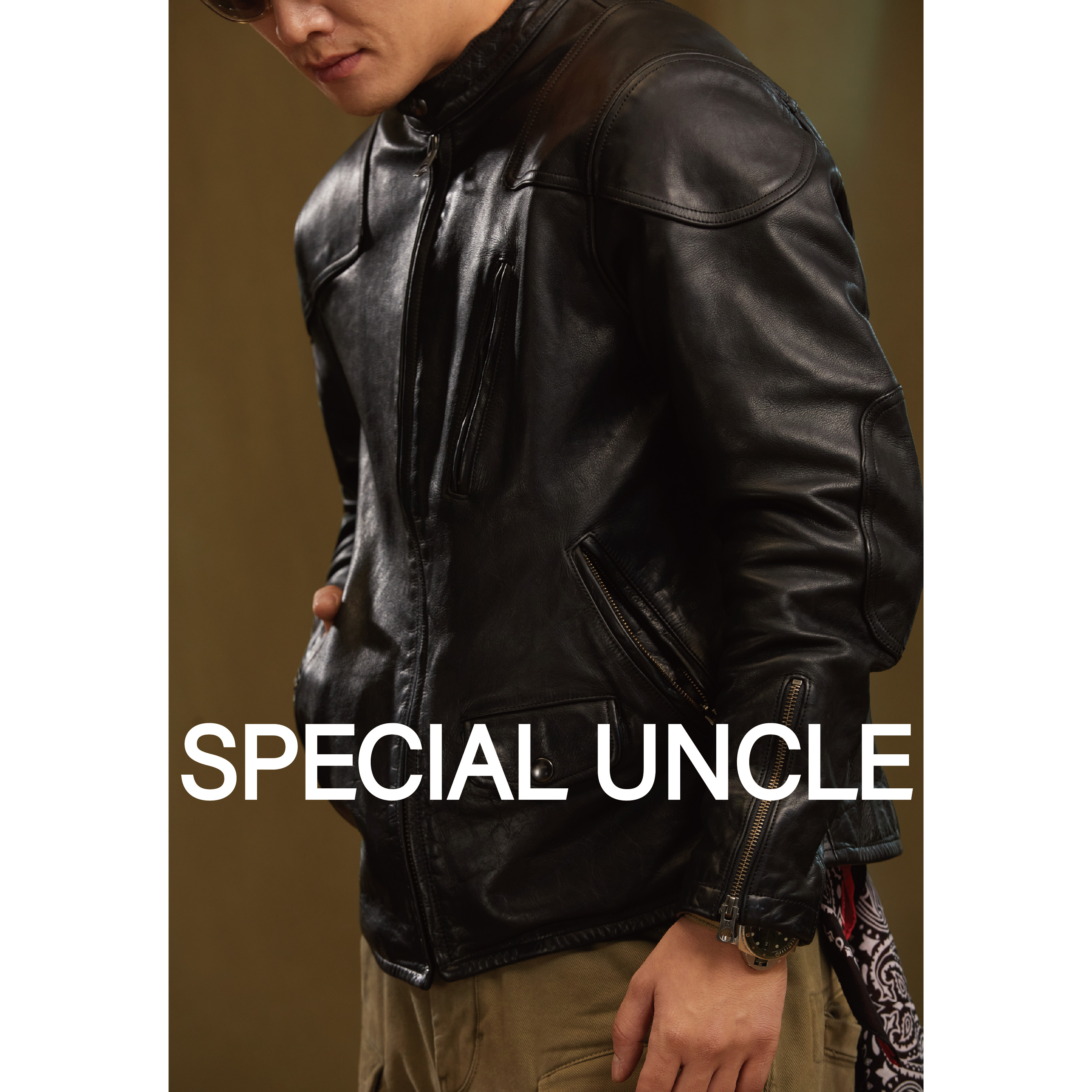 特叔黑毒液 真牛皮 时尚立领百搭复古简约经典潮流休闲帅气修身