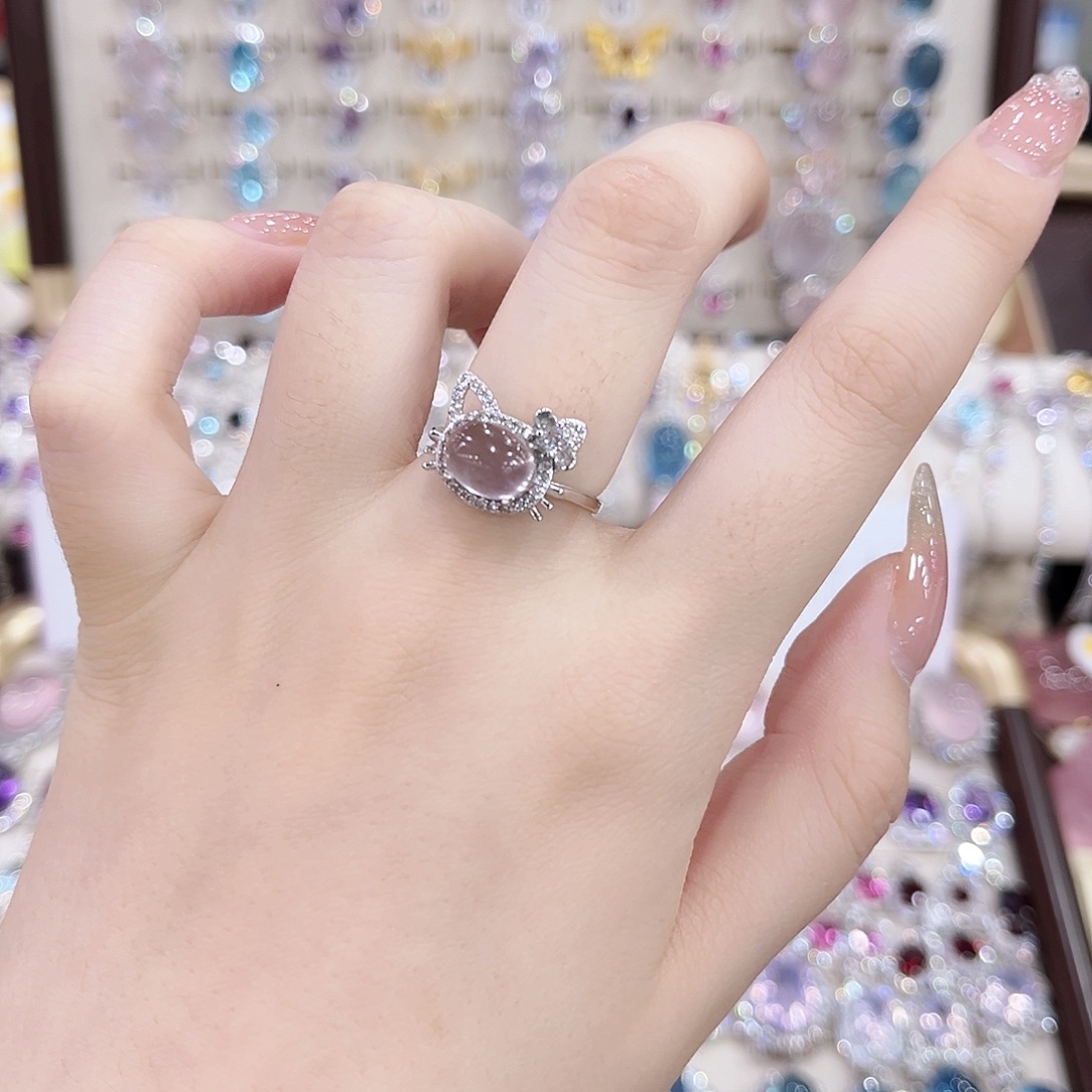 烟晶戒指银S925镶嵌