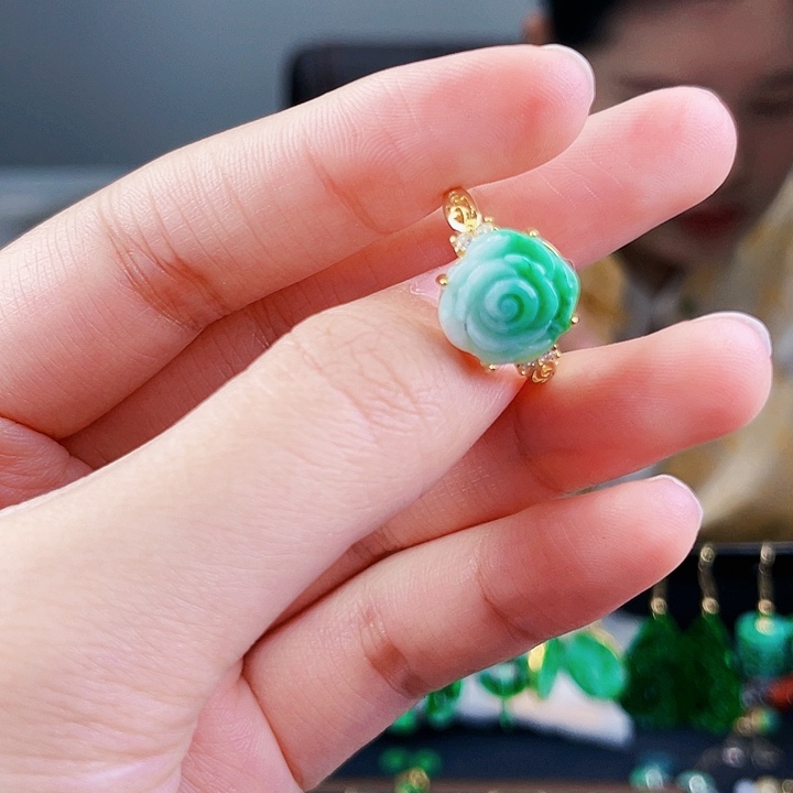 翡翠戒指银S925镶嵌饰品