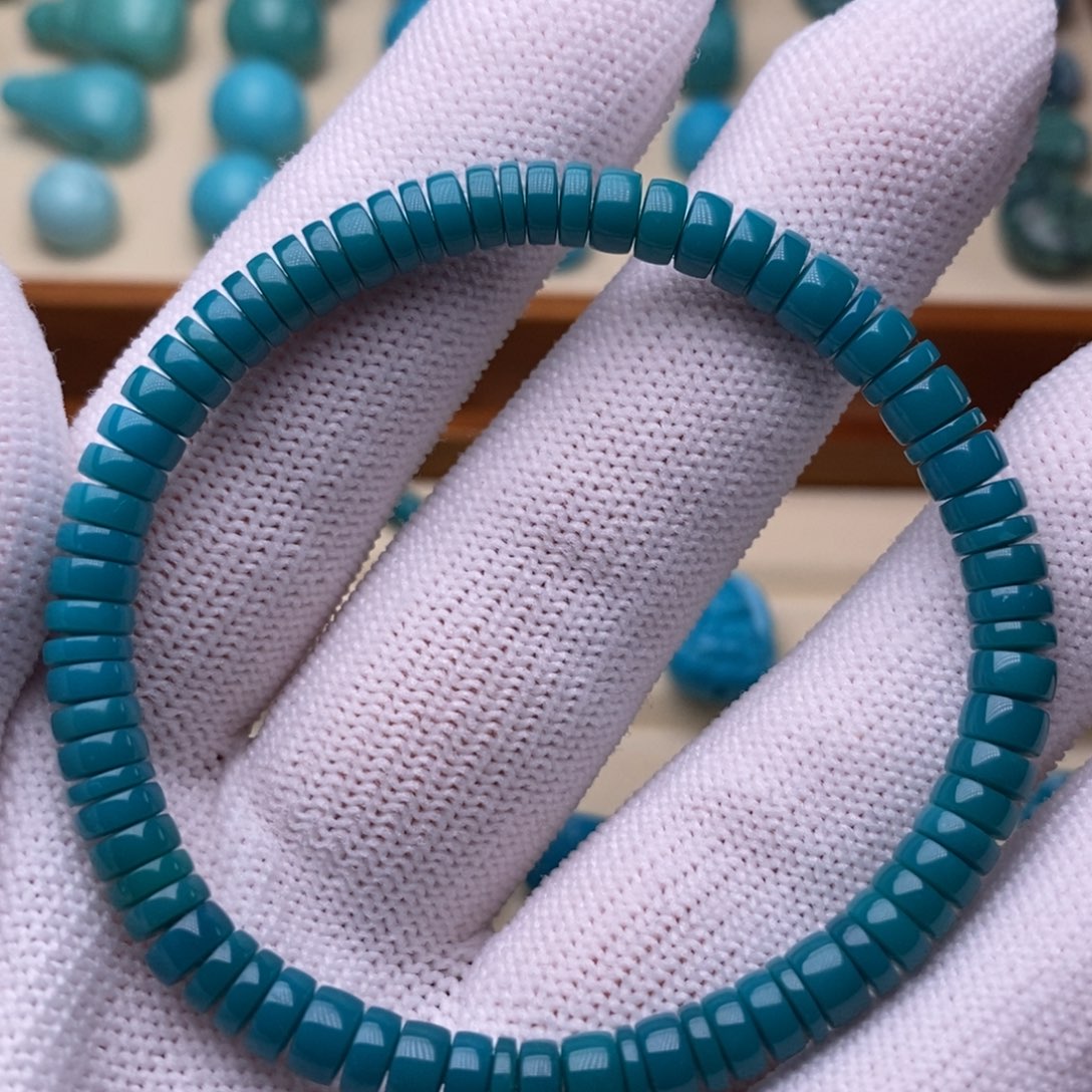 绿松石未镶嵌绿松石直切手串5.4