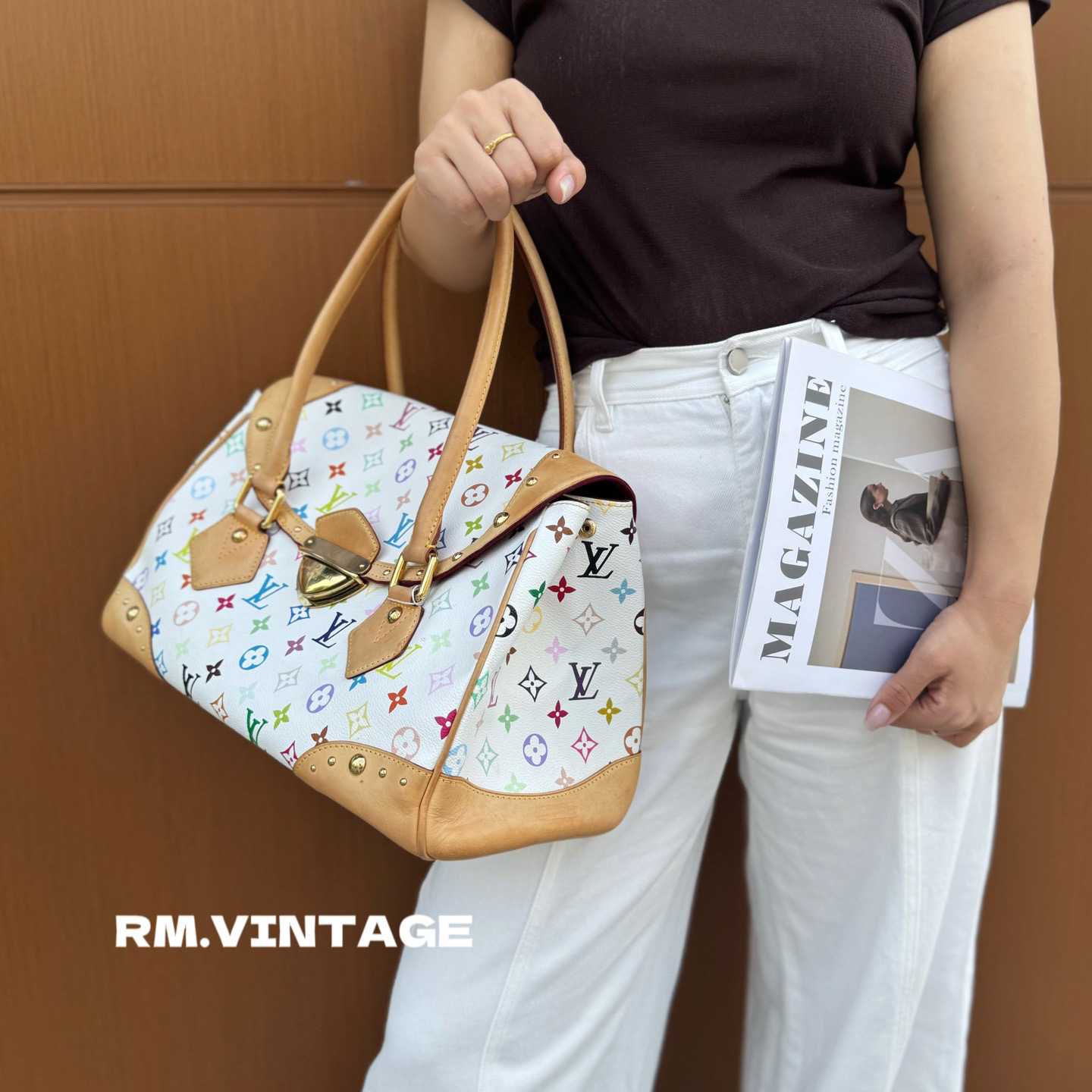 95新 LouisVuitton/路易威登 入目 白三彩大元宝手提包 62072