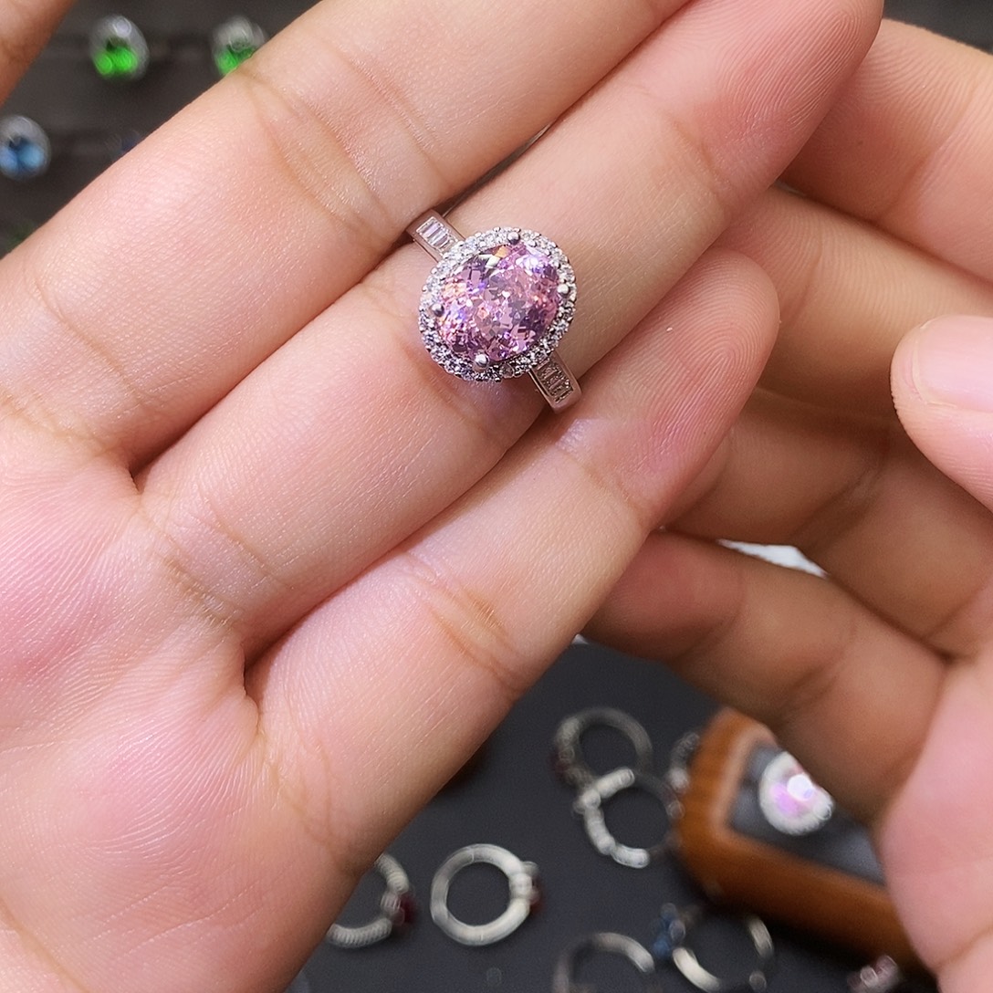 银S925镶嵌戒指碧玺