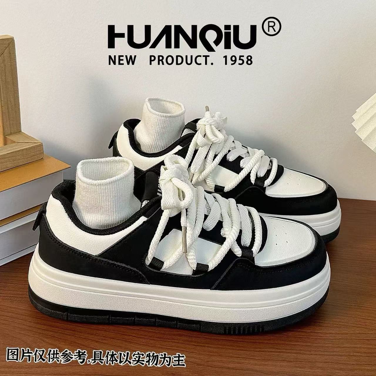 【001-199】学生厚底美式系带春秋季休闲板鞋复古休闲韩版女鞋