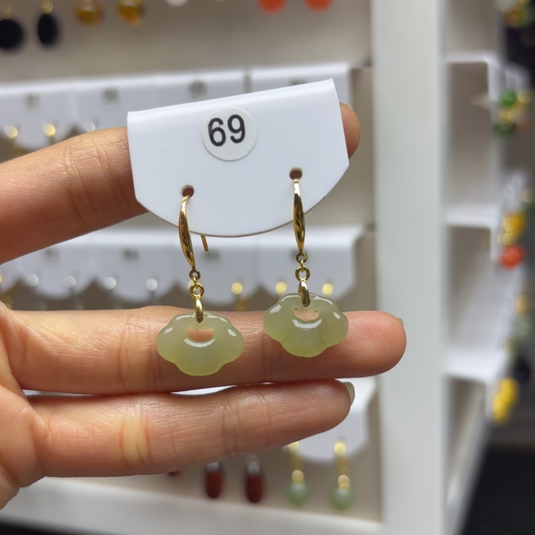 和田玉银S925镶嵌耳饰2