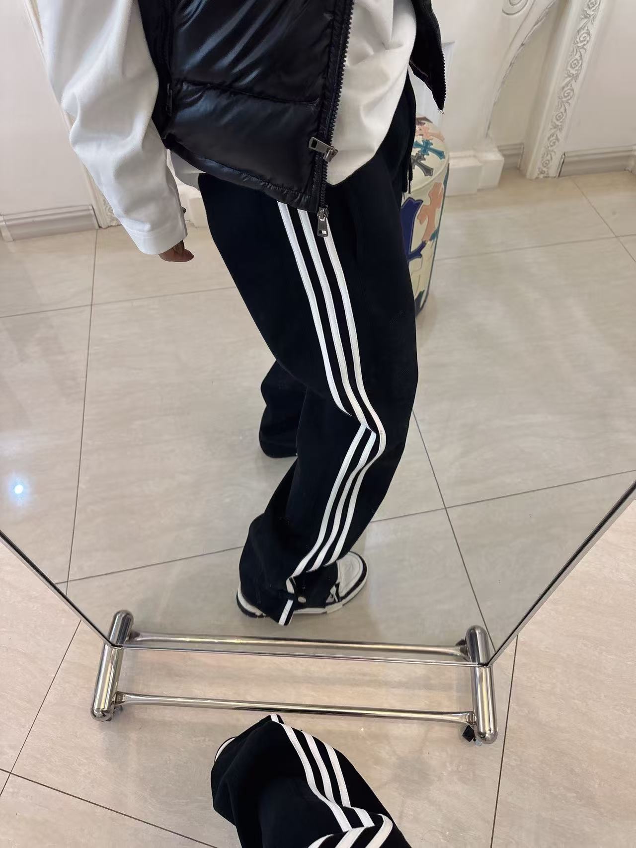 【三杠卫裤】500克重长裤阔腿裤卫裤！重工刺绣！男女同款