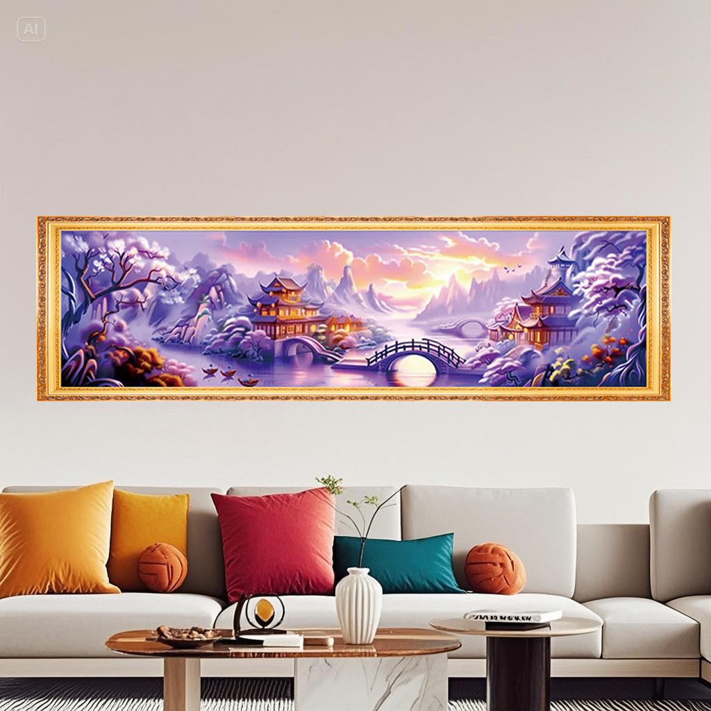 新版紫色江南十字绣梦幻江南古韵适合卧室客厅自己动手刺绣满绣