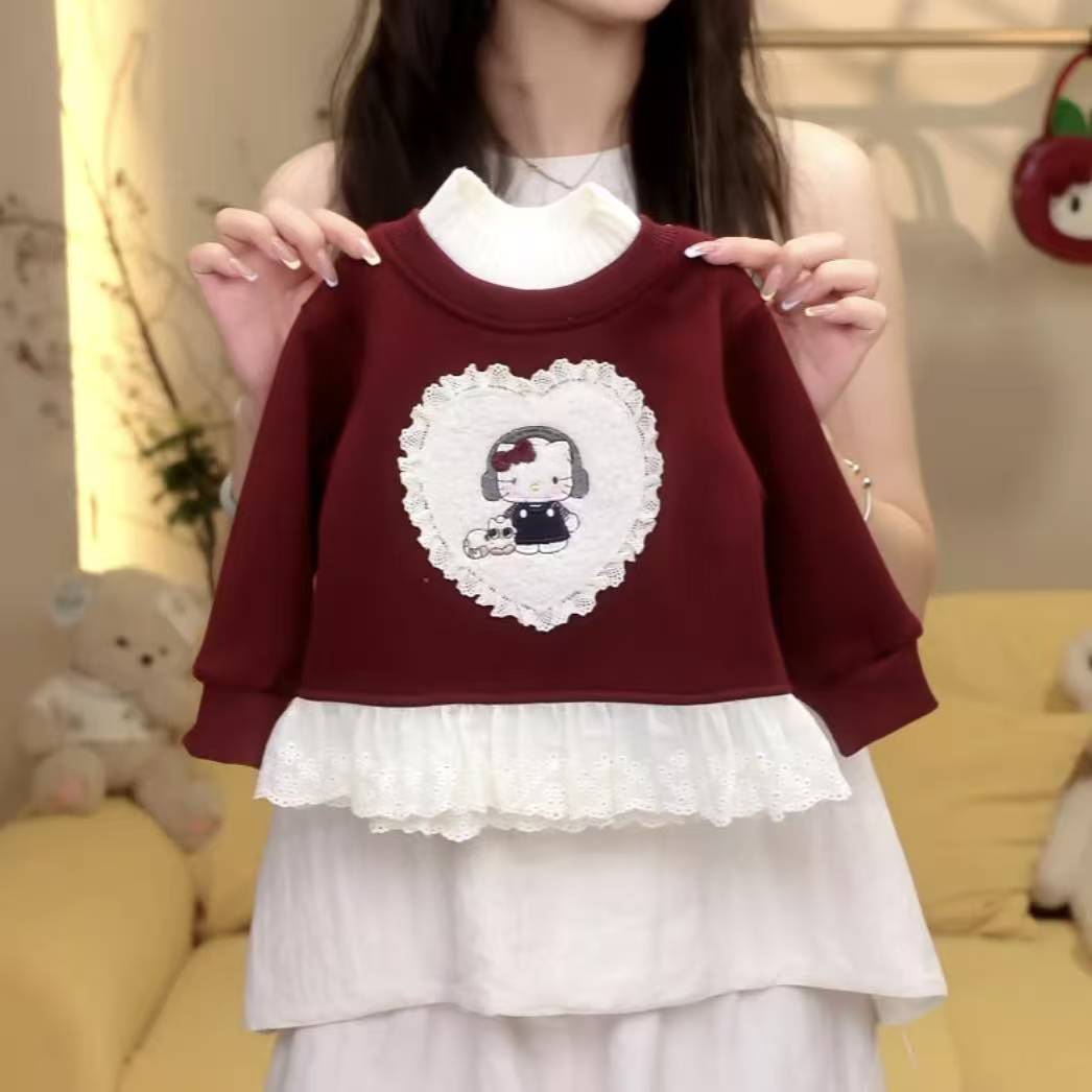 趣奇贝贝 女童宝宝儿童秋冬装2025新款洋气贴布刺绣宝宝套头卫衣