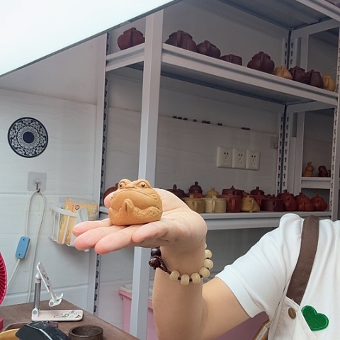 茶案段泥可以插香的金蟾茶宠