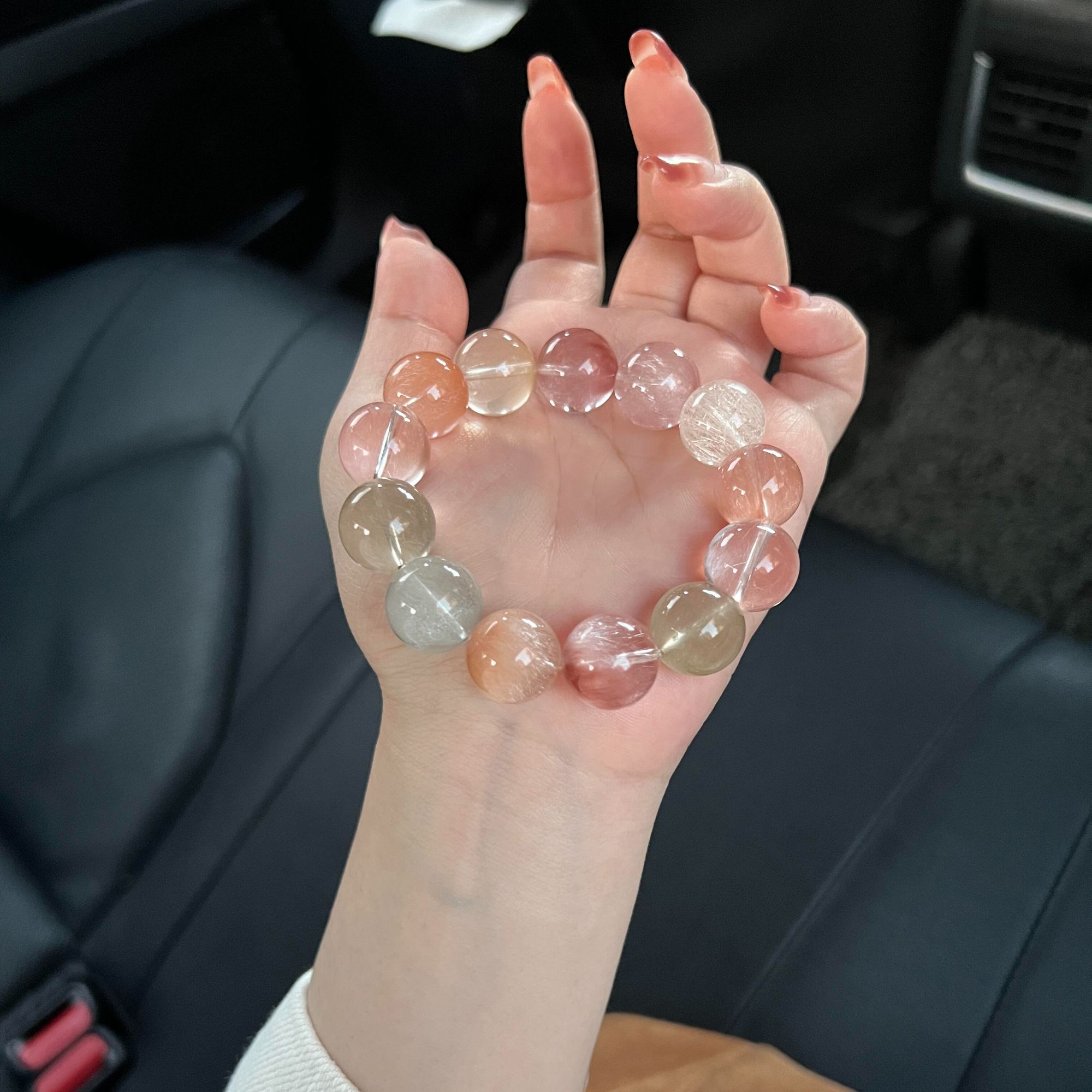 彩兔毛手串女五行多宝水晶糖果色彩猫眼满发聚宝盆礼物多样性发一