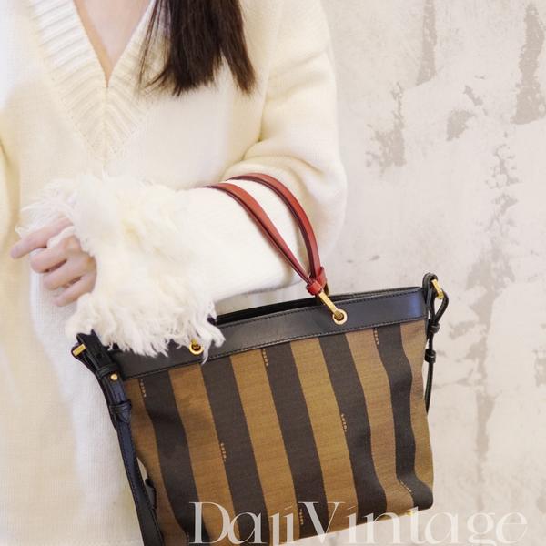 95新 FENDI/芬迪 大吉中古th/FENDI芬迪胡桃木托特手提斜挎包