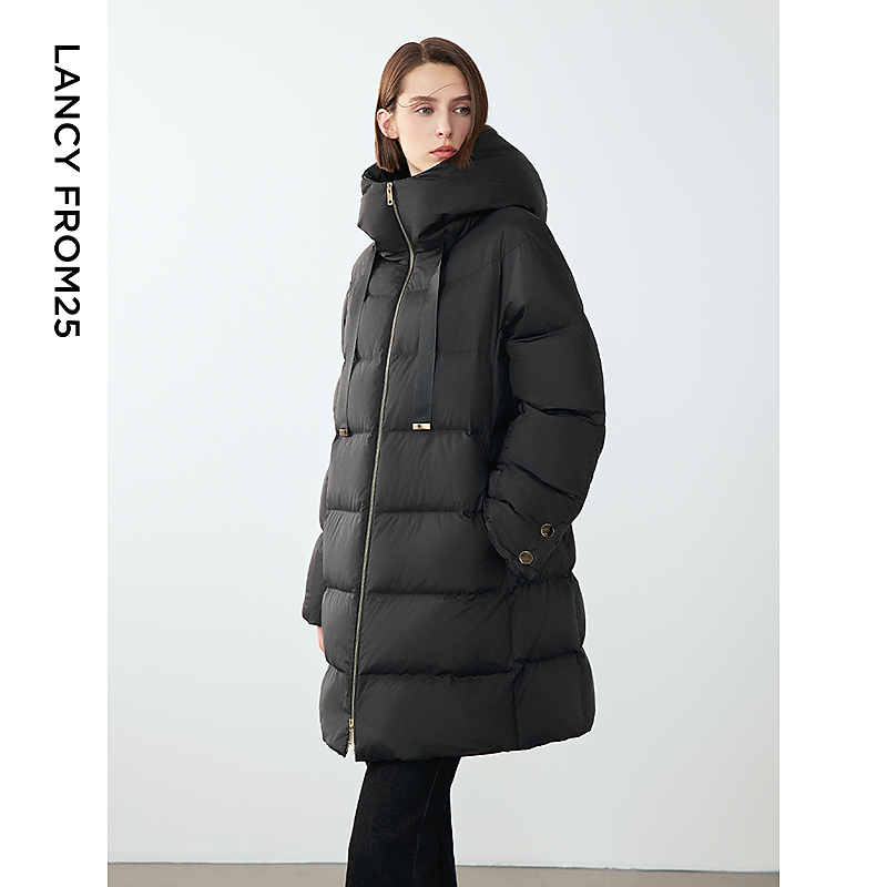 朗姿霍尔多巴吉白鹅绒时尚设计感气质高级感外套2024冬新款羽绒服