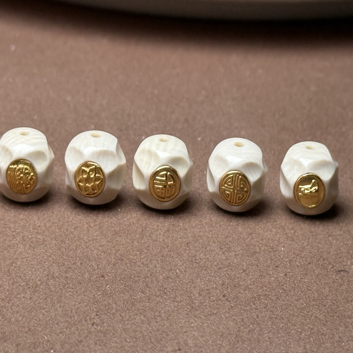 天然猛犸象牙无相珠子金标配饰9x10