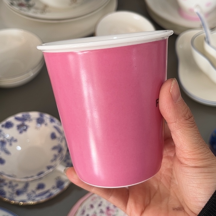 瓷片微瑕骨瓷口杯粉色一个