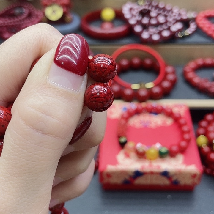 天然辰砂10mm晶体砂两颗