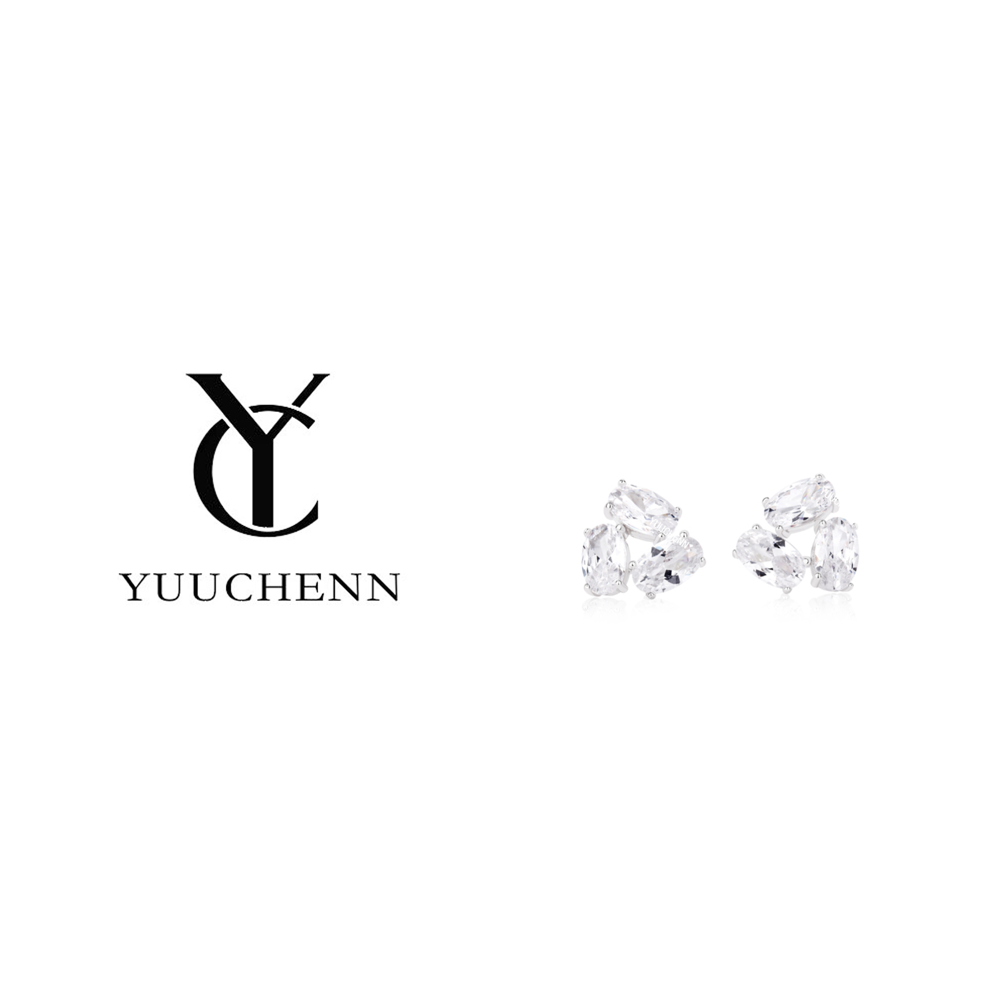 925银合成锆石耳饰 YUUCHENN【白椭圆鸽子蛋】气质    女士   耳钉