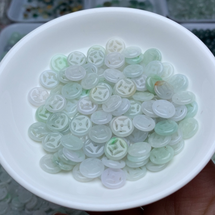 【闪购商品】未镶嵌翡翠手链卡10金钱扣50颗