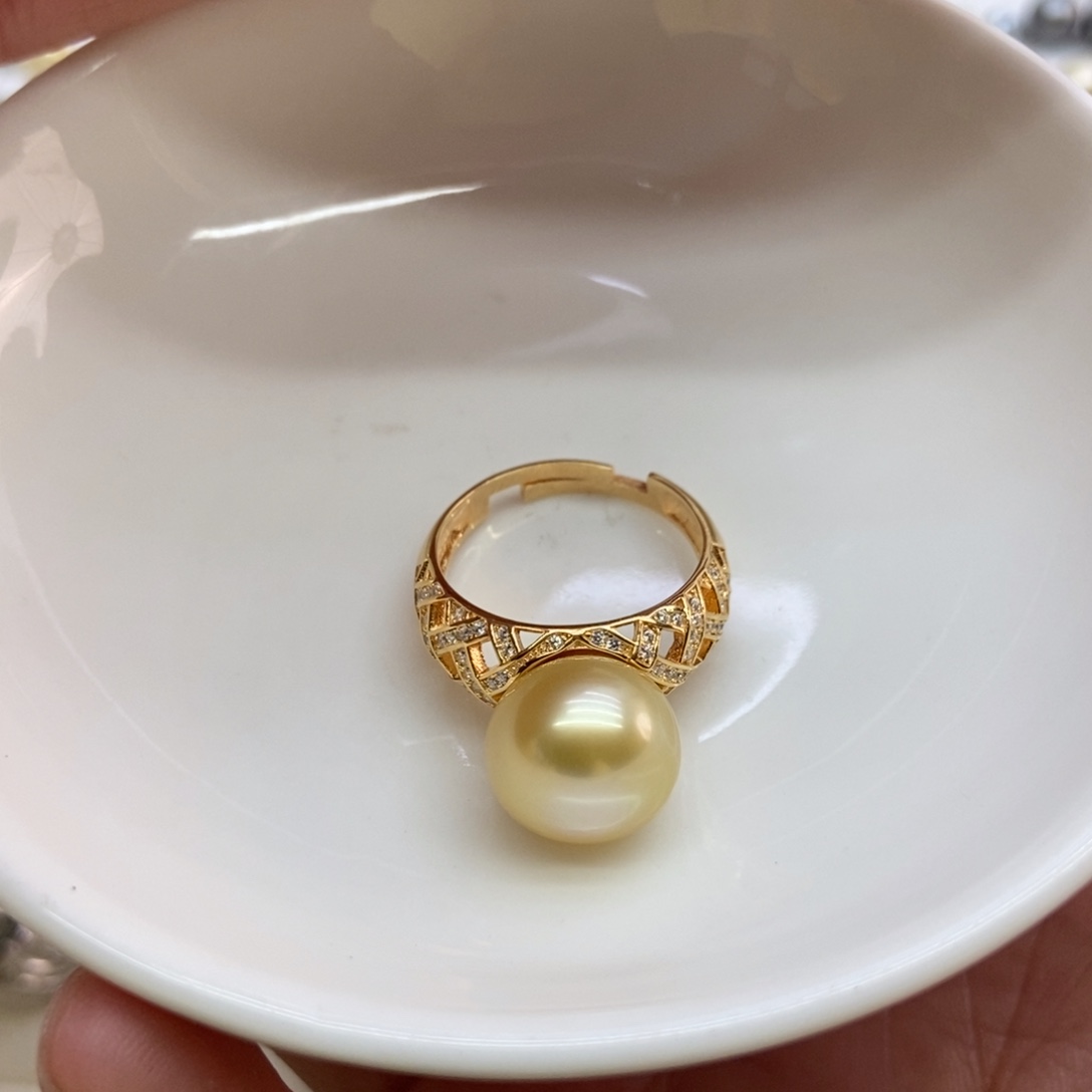 海水珍珠戒指银S925镶嵌