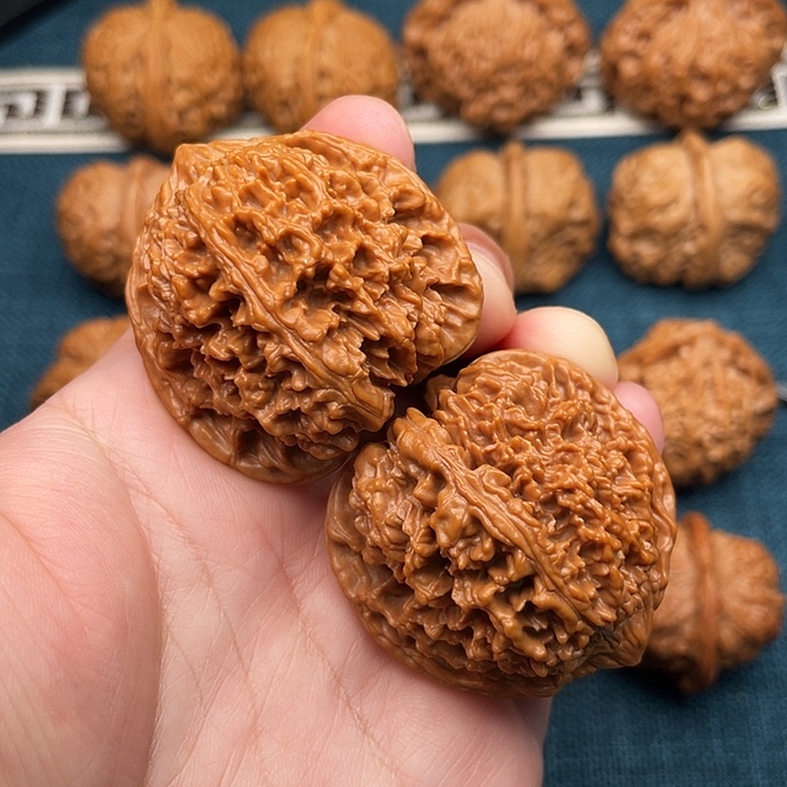 文玩核桃把件全品红皮满天星41