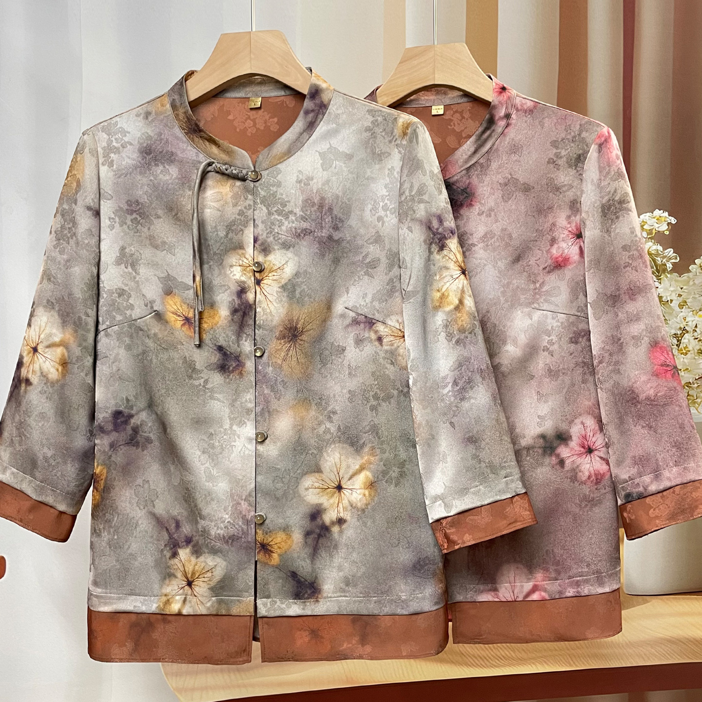 中老年人夏装女衬衫七分袖奶奶夏季新中式国风衬衣小衫老太太衣服