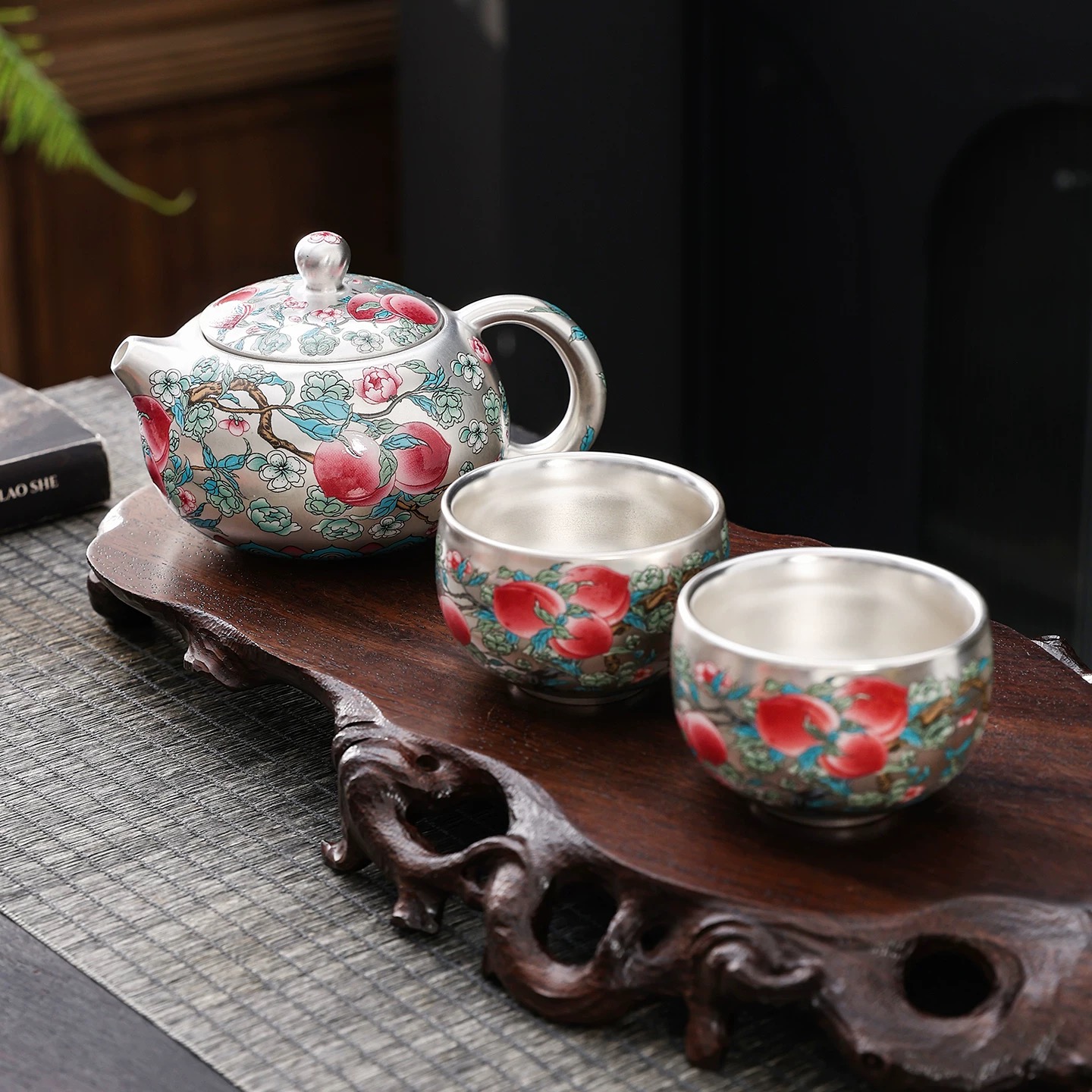 【闪购商品】粉彩九桃西施壶泡茶壶