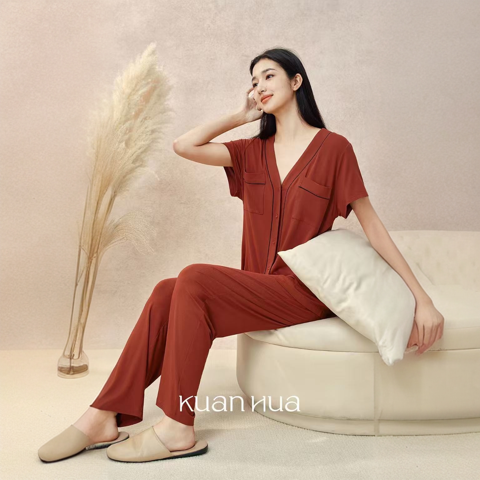 宽画新款家居服套装居家大码舒适时尚休闲女士夏季春夏薄款睡衣