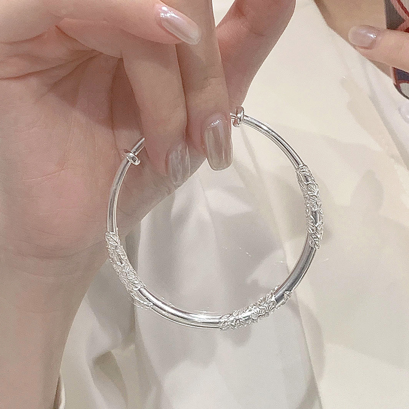 白昼集 足银手镯 繁花似锦手镯/母亲节百搭实用999银镯送女友礼物