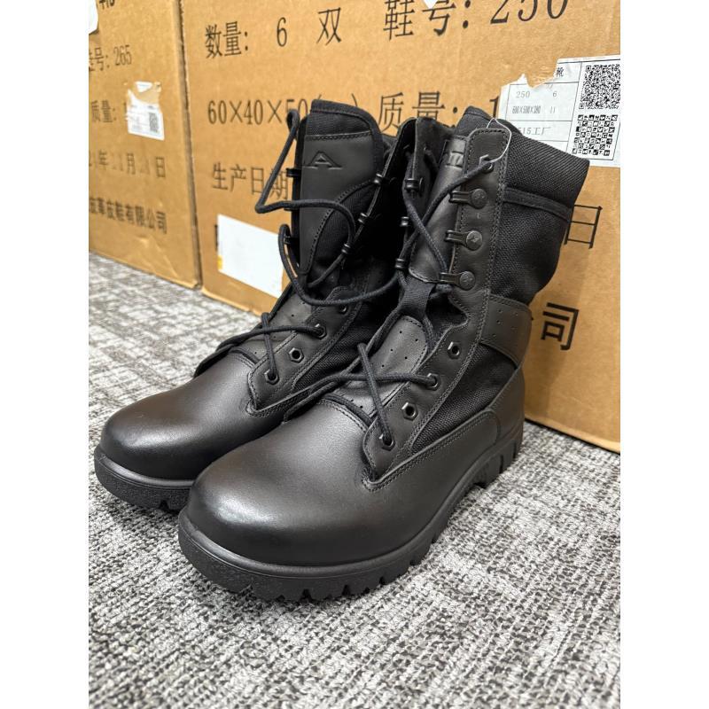 男士秋冬真皮防刺穿训练战训靴时尚登山靴安保靴户外黑色作战靴
